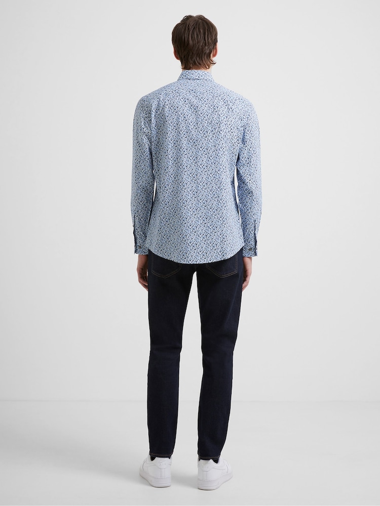 French Connection Blue Prem Floral 100% Cotton Shirt - Image 2 of 3