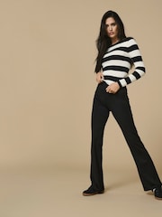 JDY Black Flared Jersey Trousers - Image 1 of 6