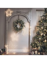 Lights4fun 45cm Pre Lit Eucalyptus Pine  Gold Berry Christm Wreath - Image 3 of 3