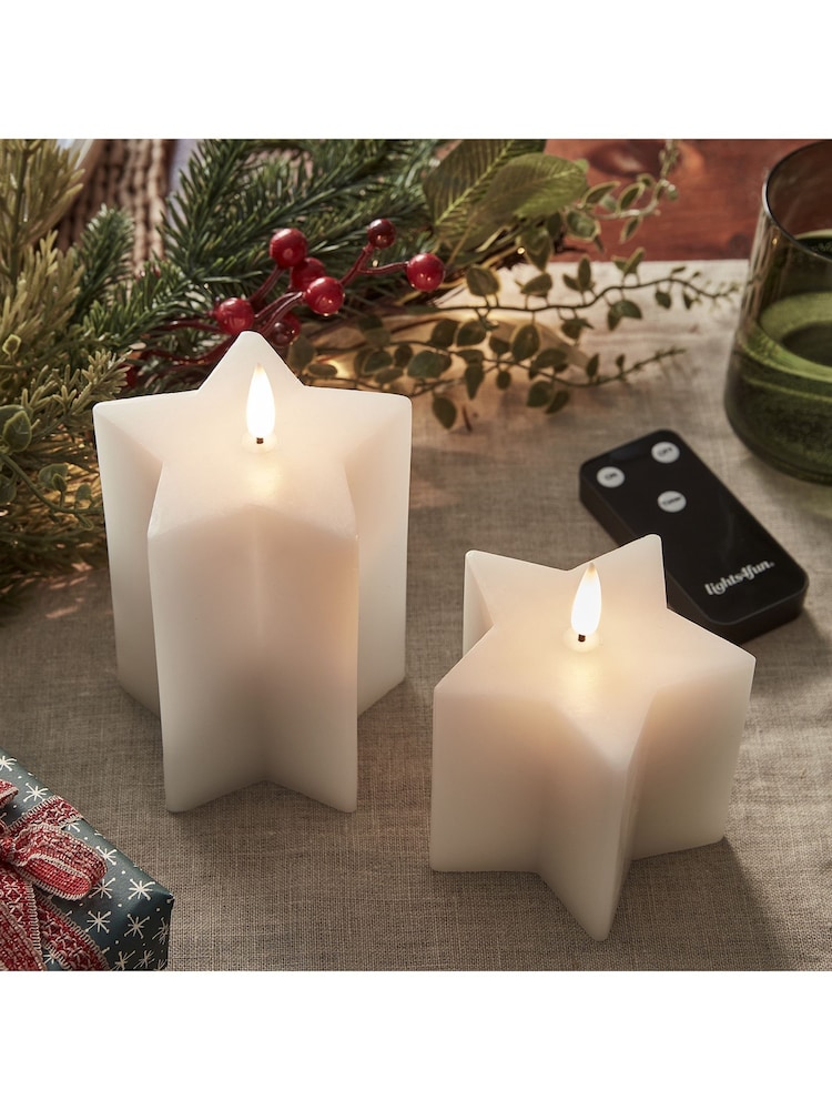Lights4fun Orange TruGlow® White Star Christmas Candle Duo - Image 2 of 4 Lights4fun Orange TruGlow® White Star Christmas Candle Duo - Image 2 of 4