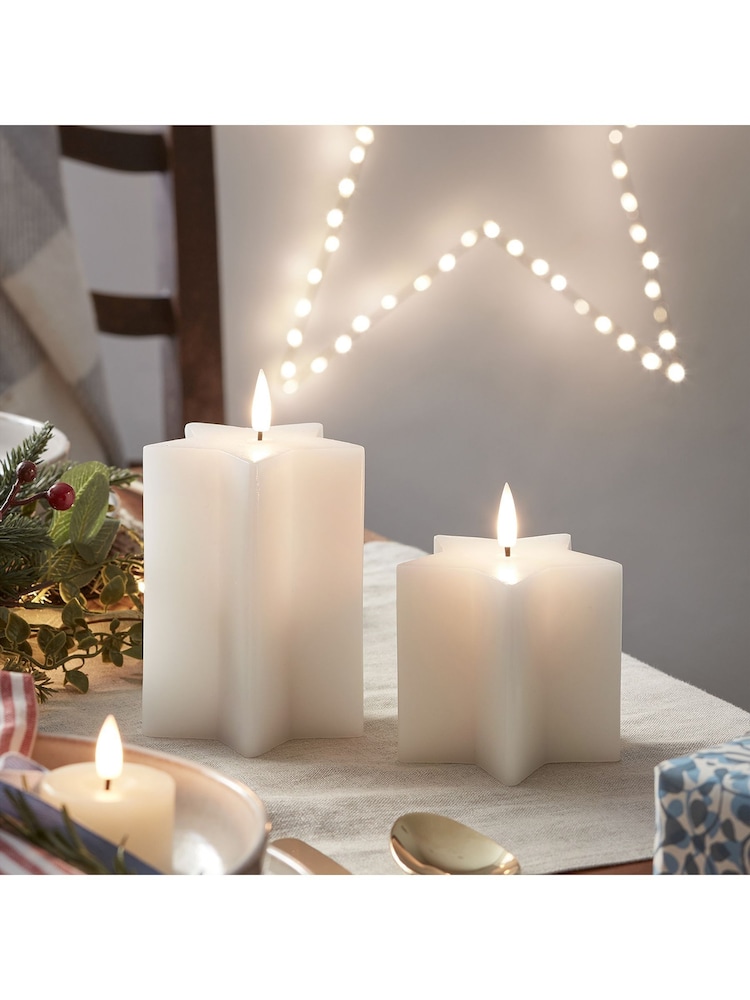 Lights4fun Orange TruGlow® White Star Christmas Candle Duo - Image 4 of 4