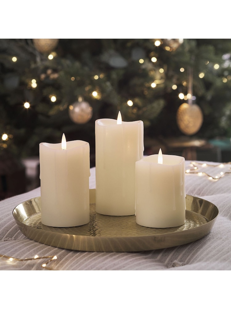 Lights4fun TruGlow® Dripping Wax LED Pillar Candle Trio - Image 1 of 4