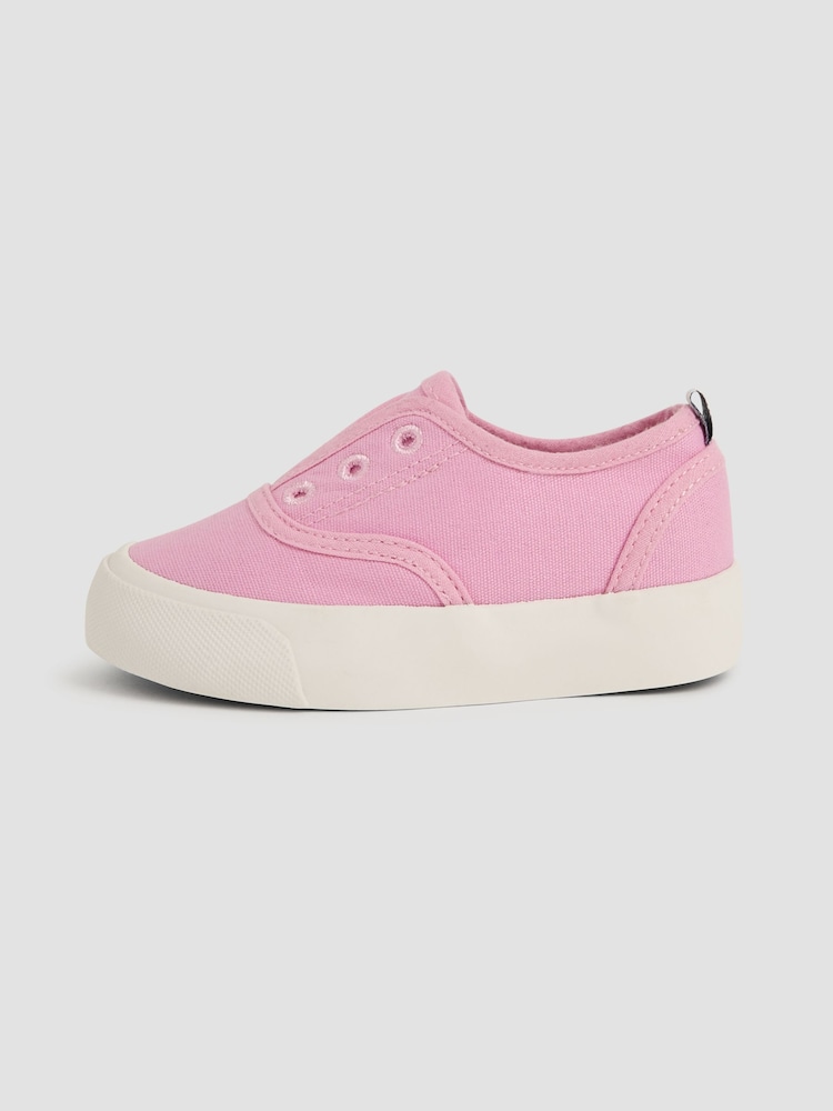 JoJo Maman Bébé Pink Canvas Plimsole Shoes - Image 4 of 4