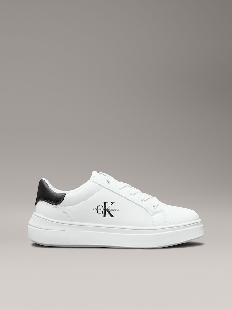 Calvin Klein White Low Cut Lace Up Sneakers - Image 1 of 6