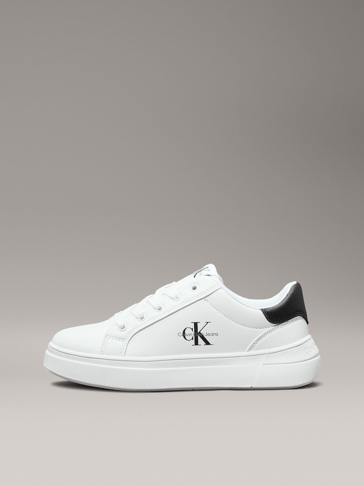 Calvin Klein White Low Cut Lace Up Sneakers - Image 2 of 6