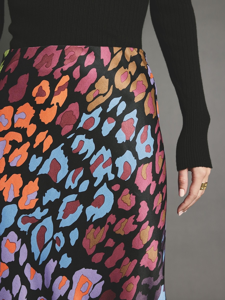 Bright Animal Printed Satin Midi Skirt - Image 4 of 4