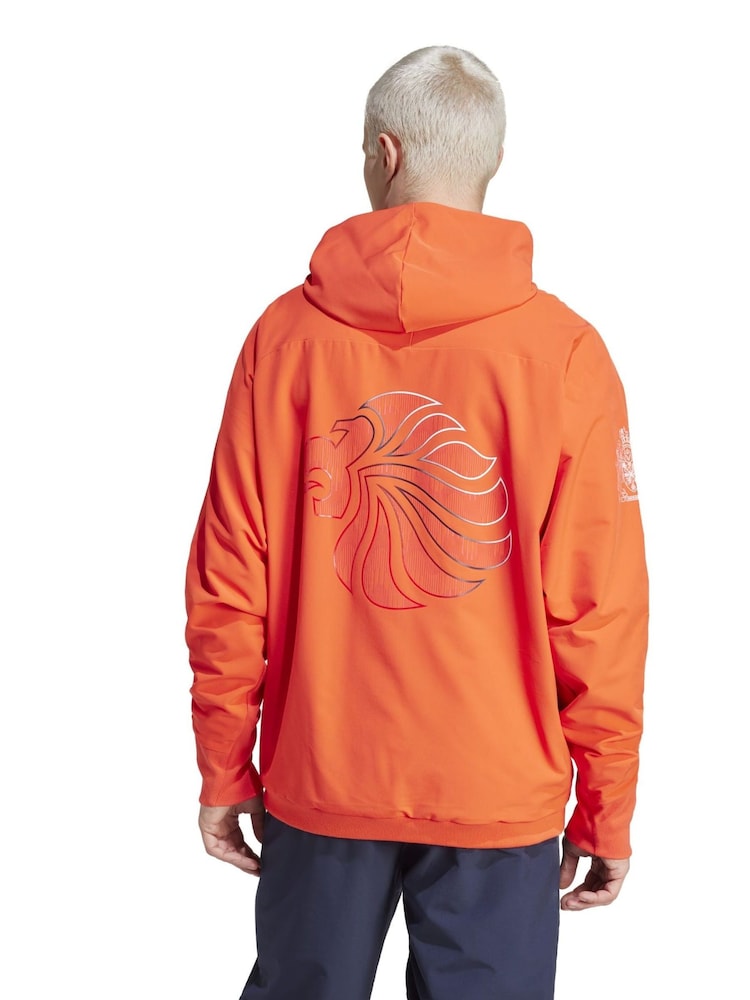 adidas Orange Team GB Presentation Full Zip Hoodie - Image 2 of 5