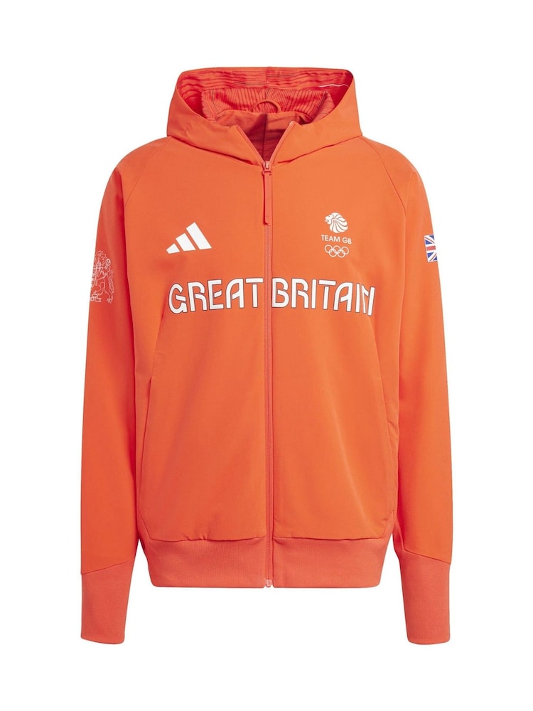 adidas Orange Team GB Presentation Full Zip Hoodie - Image 5 of 5