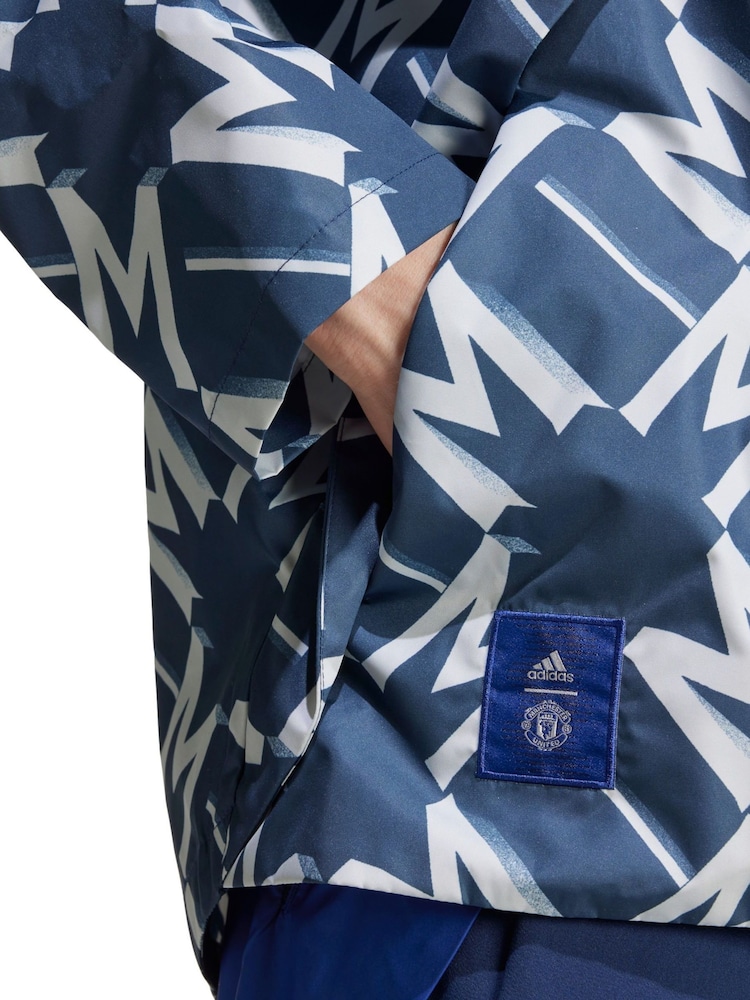 adidas Blue Manchester United SZN Half Zip Windbreaker - Image 3 of 3