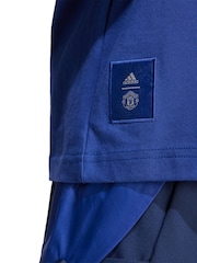 adidas Blue 100% Cotton Manchester United SZN T-Shirt - Image 3 of 3