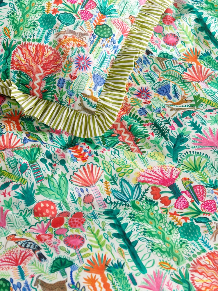 Lucy Tiffney x Next Run Rabbit Ruffle 180 Thread Count Duvet Cover and Pillowcase Set - Image 5 of 5