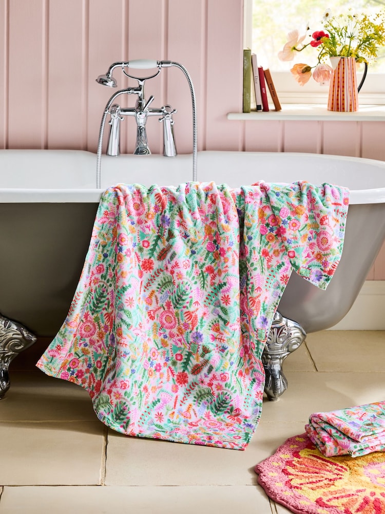 Lucy Tiffney Multi Floral 100% Cotton Velour Printed Towel - Image 2 of 6
