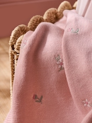 Jojo Maman Bébé Pink Embroidered Flower Baby Blanket - Image 2 of 5