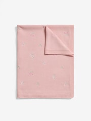 Jojo Maman Bébé Pink Embroidered Flower Baby Blanket - Image 5 of 5