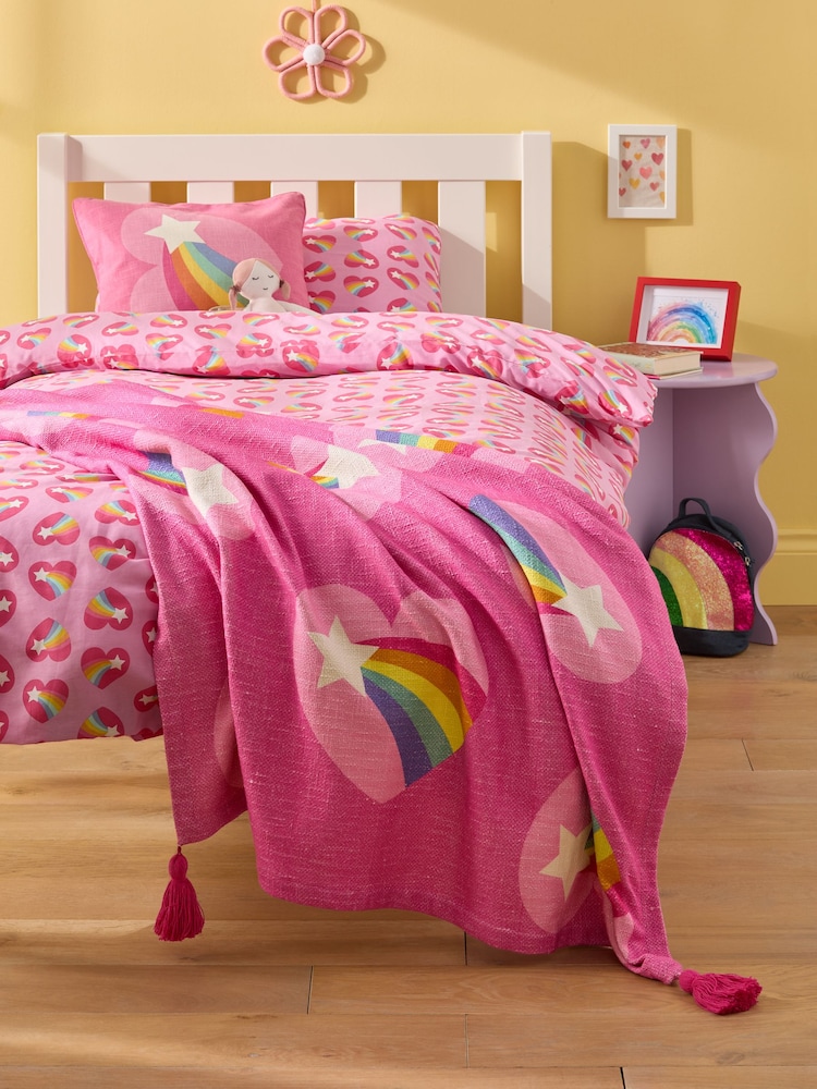 Little Bird by Jools Oliver Heart Rainbow Printed Throw - Bild 1 von 6