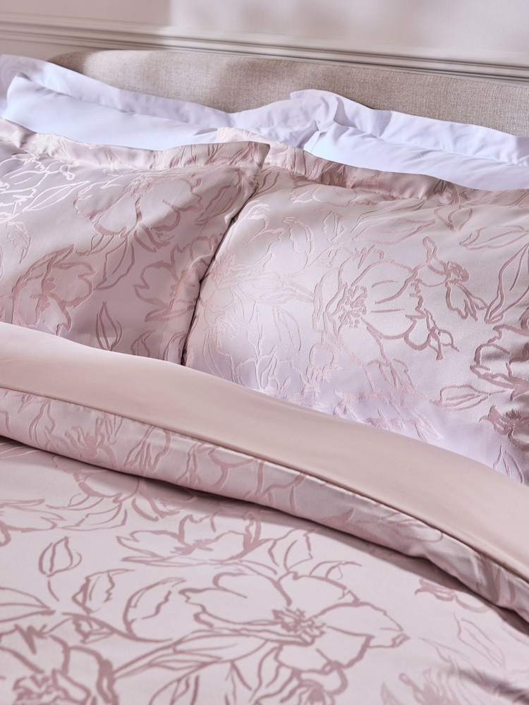 Lipsy Pink Paige Jacquard Duvet Cover and Pillowcase Set - Image 2 of 4