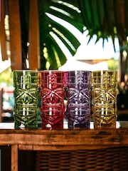 Jeray Set of 4 Coloured Tiki Highball Glasses - Image 1 of 3