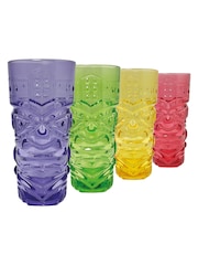 Jeray Set of 4 Coloured Tiki Highball Glasses - Image 2 of 3