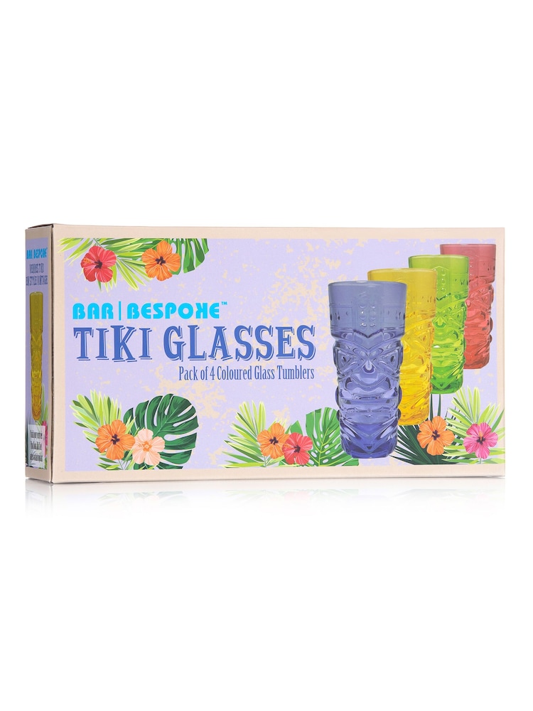 Jeray Set of 4 Coloured Tiki Highball Glasses - Image 3 of 3