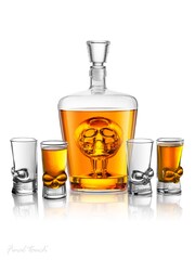 Jeray Skull Glass Liquor Decanter Set - Image 1 of 6