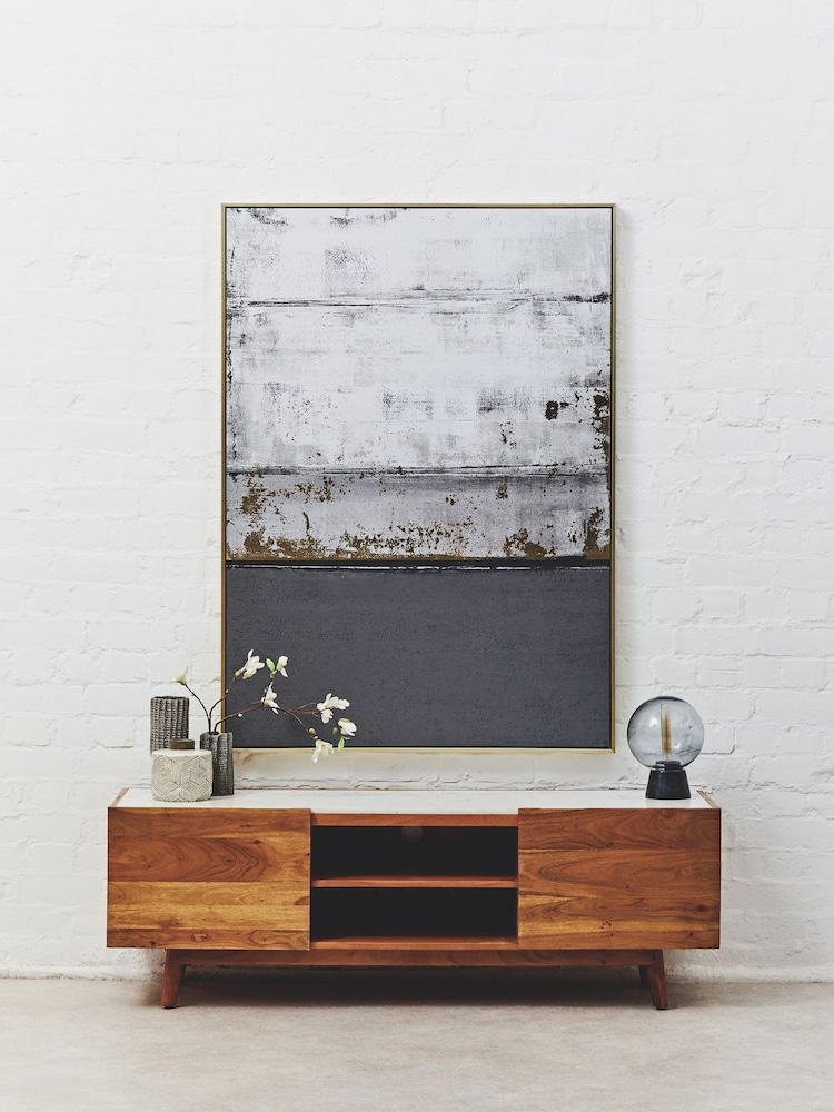 Fifty Five South Brown Myan 2 Door Marble TV Unit - Image 1 of 6