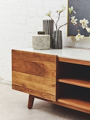 Fifty Five South Brown Myan 2 Door Marble TV Unit - Image 2 of 6