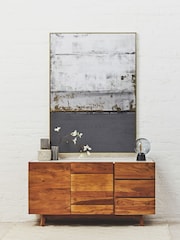 Fifty Five South Brown Myan 3 Drawer Marble Sideboard - Image 1 of 6