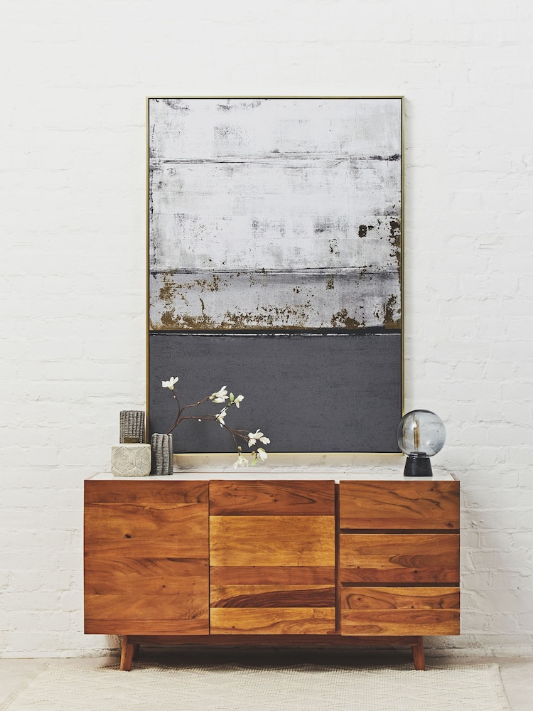 Fifty Five South Brown Myan 3 Drawer Marble Sideboard - Image 1 of 6