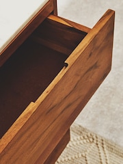 Fifty Five South Brown Myan 3 Drawer Marble Sideboard - Image 2 of 6