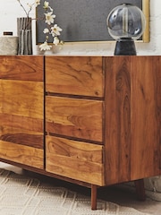 Fifty Five South Brown Myan 3 Drawer Marble Sideboard - Image 4 of 6