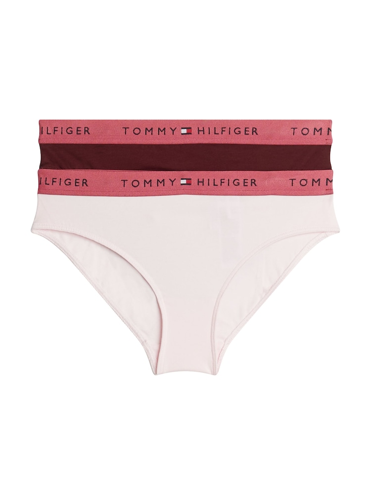 Tommy Hilfiger Pink Signature Essential Bikini Briefs 2 Pack - Image 1 of 2 Tommy Hilfiger Pink Signature Essential Bikini Briefs 2 Pack - Image 1 of 2