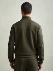 Reiss Forest Green Hale Leather-Placket Interlock-Jersey Sweatshirt - Image 4 of 5