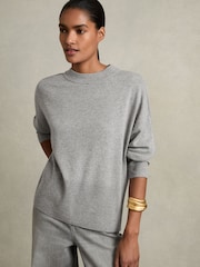 Reiss Grey Faye Geometric Colour-Block Jumper With Wool And Cashmere - Image 1 of 6