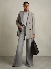 Reiss Grey Faye Geometric Colour-Block Jumper With Wool And Cashmere - Image 3 of 6