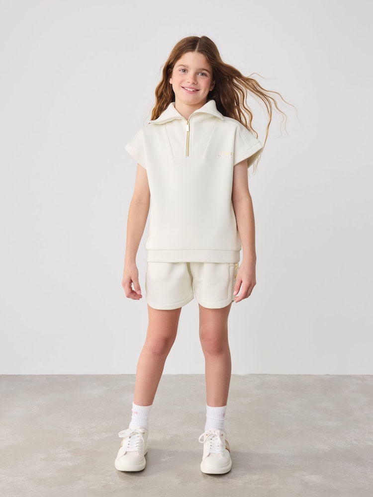 Baker by Ted Baker Cream Zip Neck Top and Shorts Set - Image 1 of 14