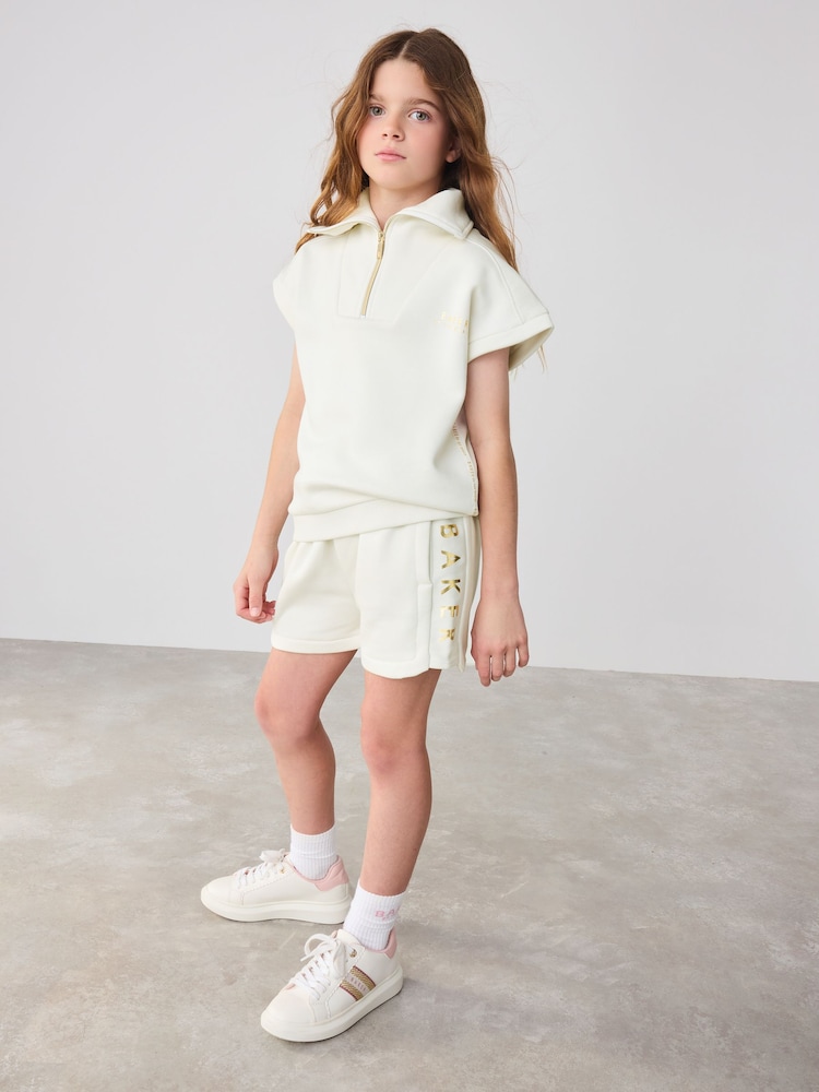 Baker by Ted Baker Cream Zip Neck Top and Shorts Set - Image 2 of 14