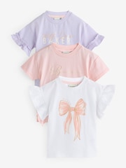 Mehrfarbig - Baker by Ted Baker Frill Shoulder 100% Cotton T-Shirts 3 Pack - Bild 1 von 7