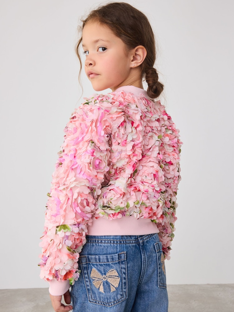 Baker by Ted Baker Pink 3D Floral Bomber Jacket - Image 5 of 10