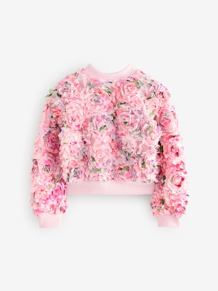 Baker by Ted Baker Pink 3D Floral Bomber Jacket - Image 7 of 10