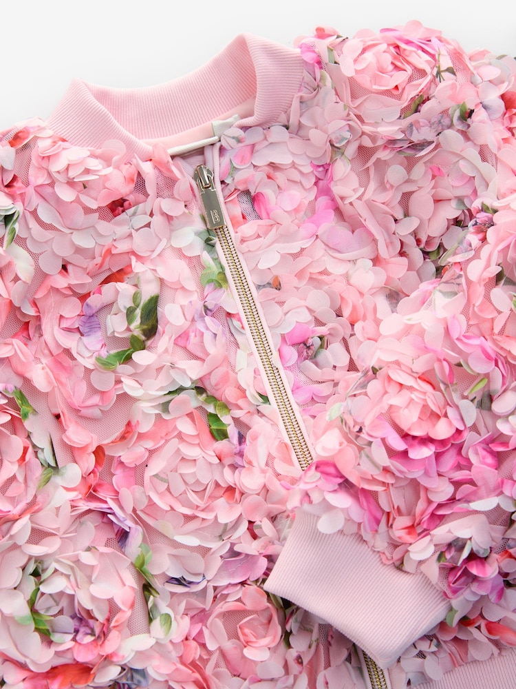 Baker by Ted Baker Pink 3D Floral Bomber Jacket - Image 8 of 10