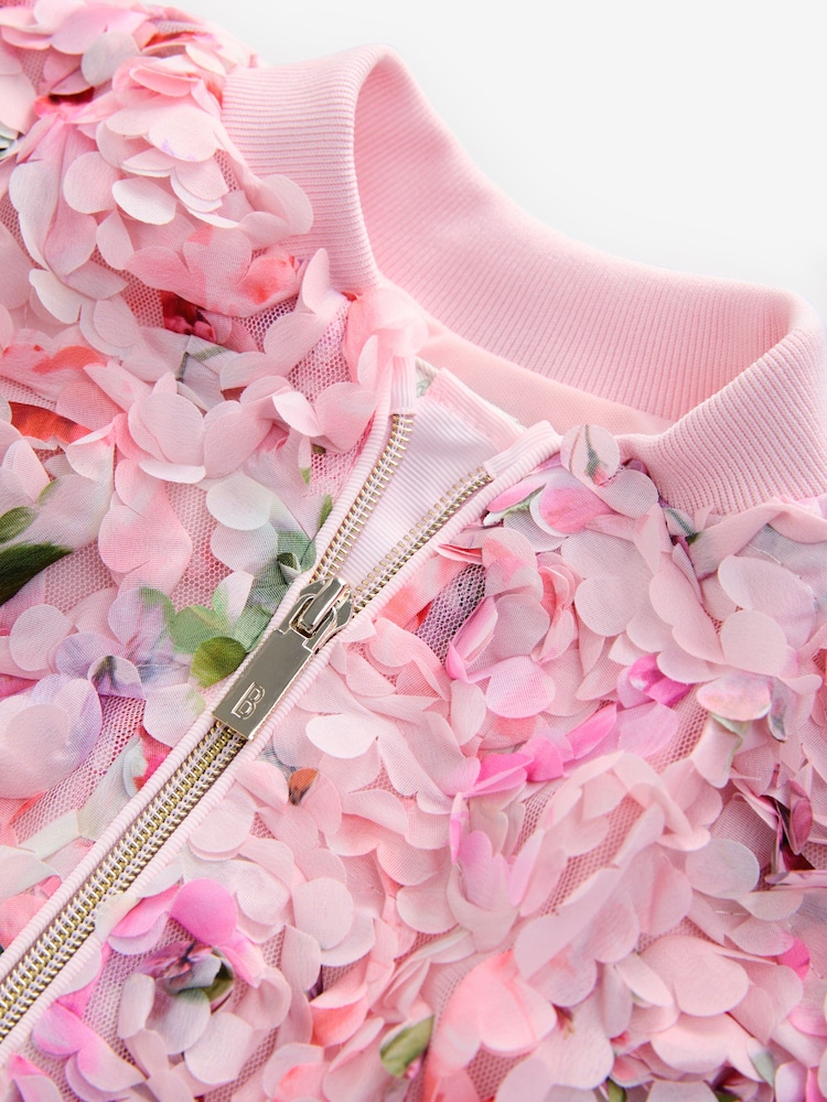 Baker by Ted Baker Pink 3D Floral Bomber Jacket - Image 9 of 10