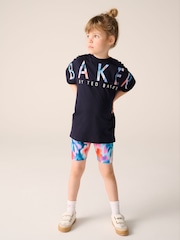 Baker by Ted Baker Navy Tie-Dye Printed T-Shirt & Cycling Shorts Set 2 Piece - Imagen 2 de 10