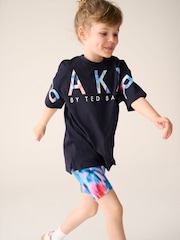 Baker by Ted Baker Navy Tie-Dye Printed T-Shirt & Cycling Shorts Set 2 Piece - Imagen 4 de 10