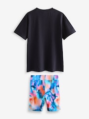 Baker by Ted Baker Navy Tie-Dye Printed T-Shirt & Cycling Shorts Set 2 Piece - Imagen 7 de 10