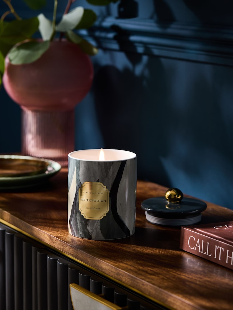 Clarke and Clarke Grey Metropolitan Scented Candle - Image 1 of 4 Clarke and Clarke Grey Metropolitan Scented Candle - Image 1 of 4
