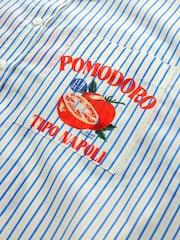 Blue/White Stripe Tomato Graphic Long Sleeve 100% Cotton Relaxed Lightweight Shirt - Image 7 of 8