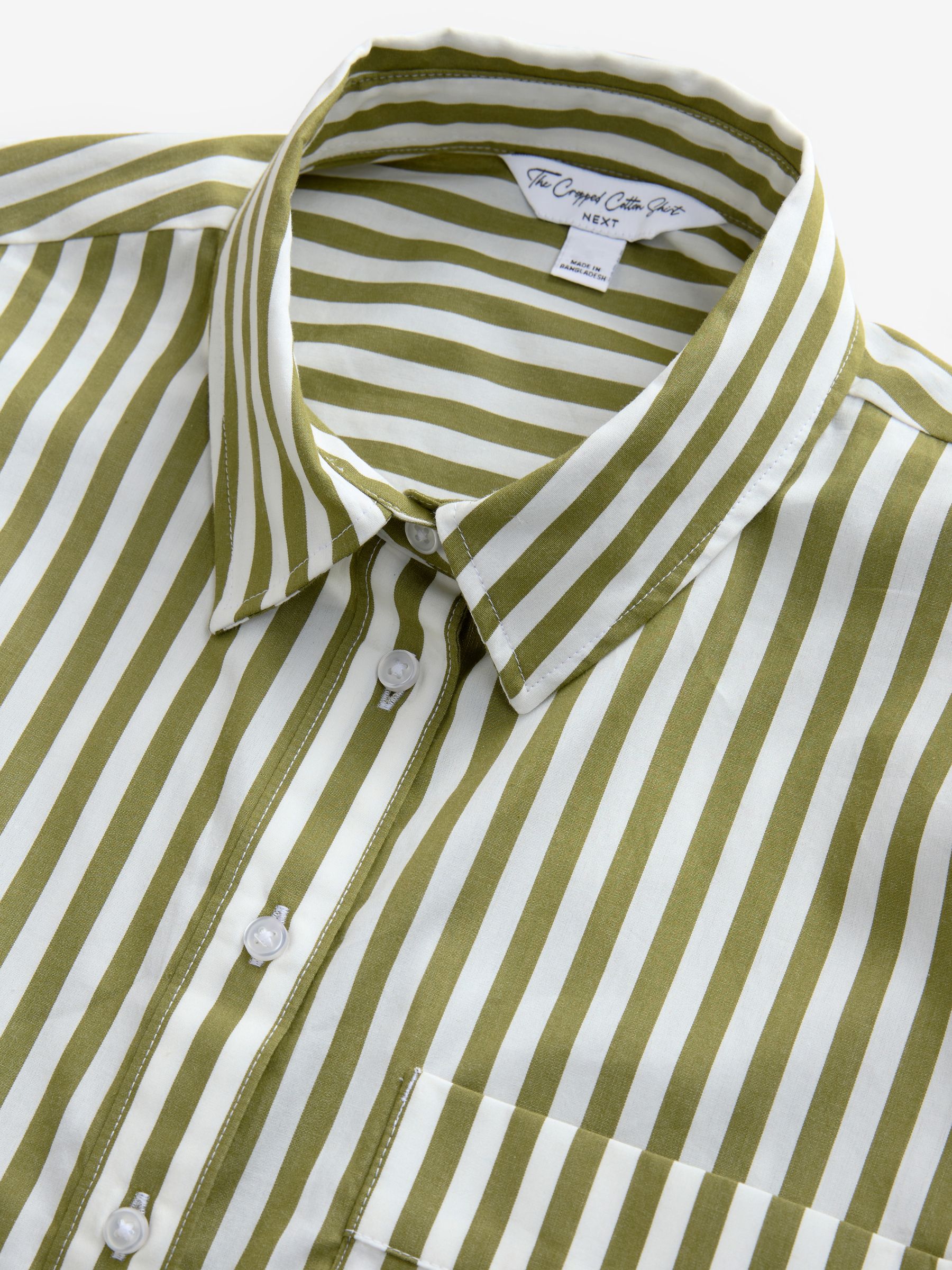 Green Striped Crop Shirt