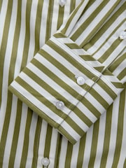 Green Stripe Oversized Long Sleeve 100% Cotton Cropped Shirt - Image 9 of 9
