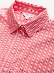 Pink Stripe Oversized Long Sleeve 100% Cotton Cropped Shirt - Image 6 of 6