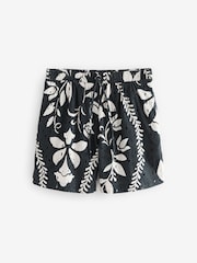 Imprimé floral noir / blanc - ShortBroderie extensible à taille extensible % coton 100 - Image 5 de 7